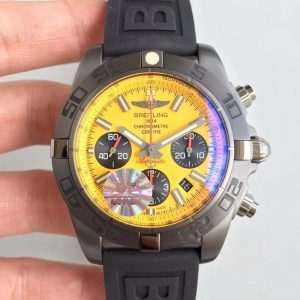 Breitling Chronomat 44 Blacksteel MB0111C3/I531/262S/M20DSA.2 GF Factory Yellow Dial Replica Watch - UK Replica