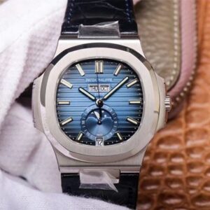 PF Factory Patek Philippe Nautilus 5726/1A-014 Moonphase Black Leather Strap Replica Watch