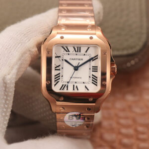 Cartier De Santos WSSA0010 BV Factory 18K Rose Gold White Dial Replica Watch
