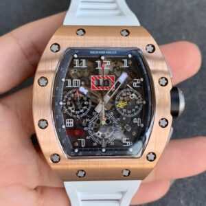 Richard Mille RM11 KV Factory Rose Gold White Strap Replica Watch