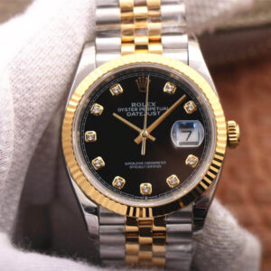 Rolex Datejust M126233-0021 EW Factory Diamond Black Dial Replica Watch