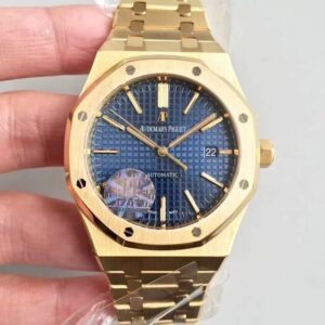 Audemars Piguet Royal Oak 15400OR JF Factory Yellow Gold Blue Dial Replica Watch
