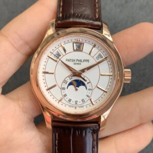 Patek Philippe Complications 5205R-001 GR Factory Rose Gold Milky White Dial Replica Watch