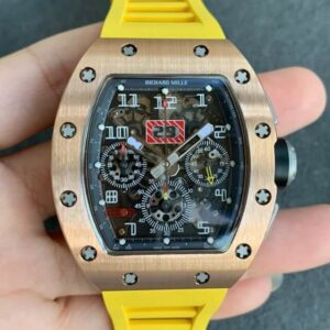 Richard Mille RM011 KV Factory Titanium Yellow Rubber Strap Replica Watch