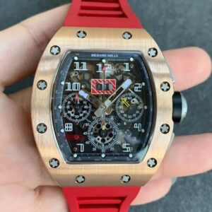 Richard Mille RM011 KV Factory Titanium Case Red Strap Replica Watch
