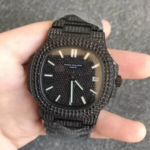 Patek Philippe Nautilus 5719/10G-010 PPF Factory Full Diamond Black Dial Replica Watch