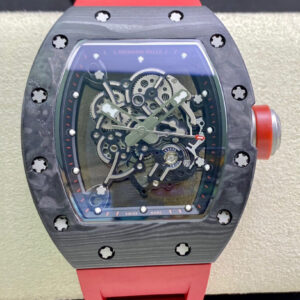 Richard Mille RM055 KV Factory V2 Carbon Fiber Red Strap Replica Watch