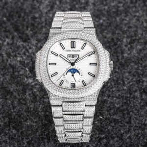 Patek Philippe Nautilus 5726 R8 Factory Gypsophila Diamond White Dial Replica Watch