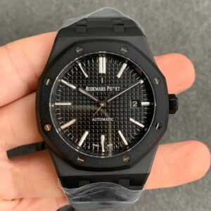 Audemars Piguet Royal Oak 15400 DLC Version ZF Factory Frosted Black Dial Replica Watch