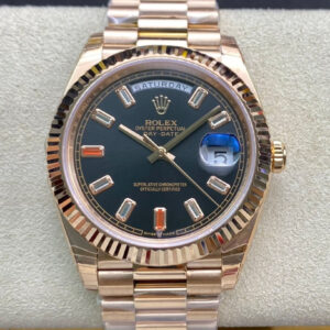 Rolex Day Date 40MM EW Factory Black Dial Replica Watch